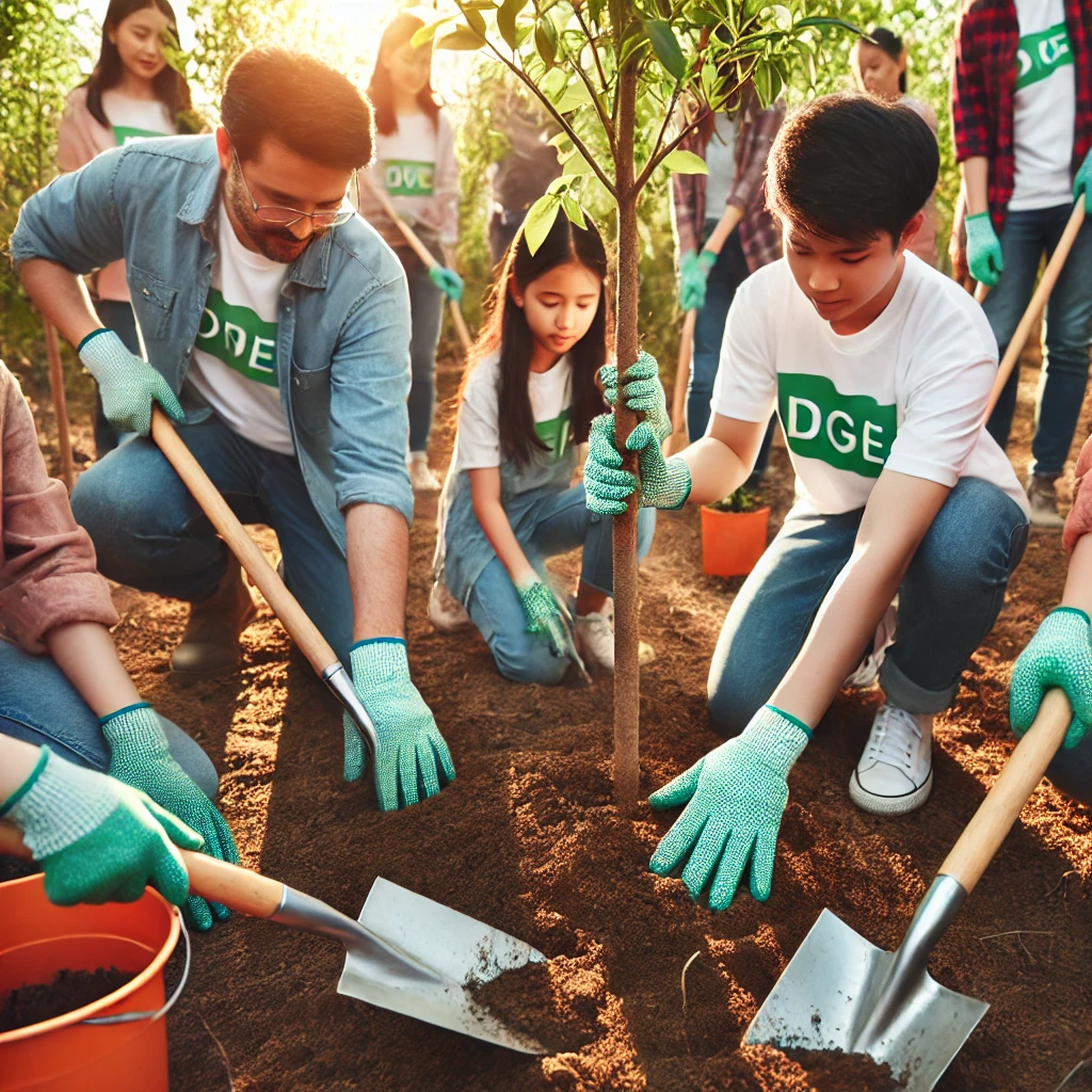 NGO Volunteers Planting Trees