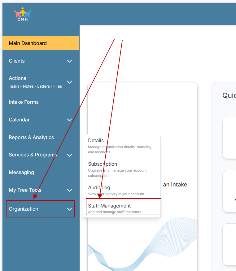 Add Staff to CMH Software