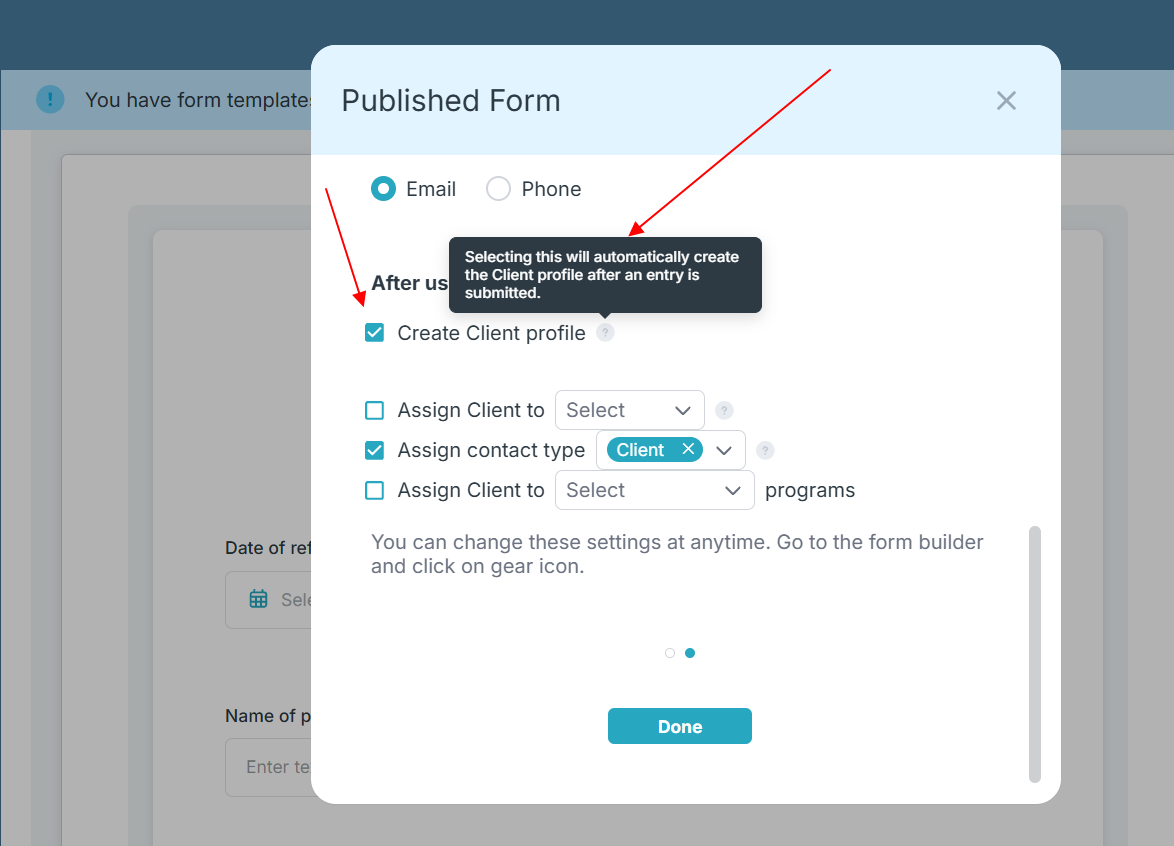 Case Management Software - Referral Form - Create Profile Automatically